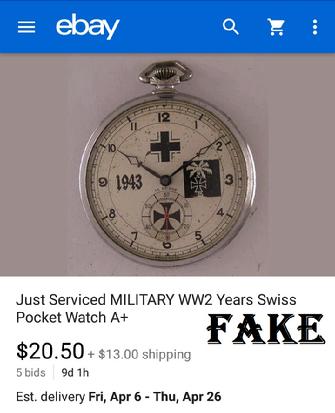 Fake Nazi Pocket Swiss Watch