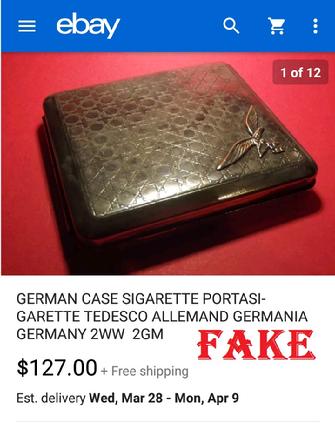 Nazi Cigarette Case, Fake, WW2, ebay