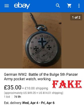 Fake Nazi Watch, Brexi2019, WW2 Fakes, German Fakes