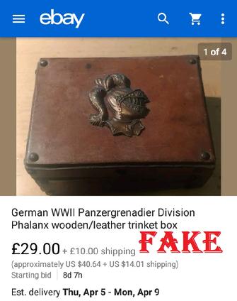 Brexit2019, fake nazi items, ebay fakes, WW2 fakes, German WW2 military fakes