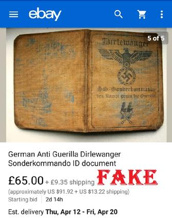 German Anti Guerilla Dirlewanger Sonderkommando ID Document