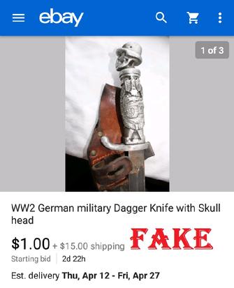 WW2 German military Dagger Knif with Skull head