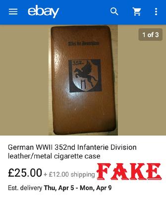 German WWll 352nd Infantrie Division leather/metal cigarette case