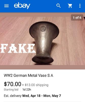 WW2 German Metal Vase SA