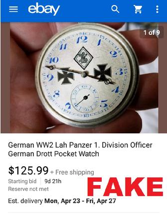 German WW2 Lah Panzer 1. Division Officer German Drott Pocket Watch