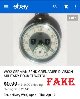 Fake Nazi Watch, German WW2 Fakes, Nazi Watch, ebay fakes, 