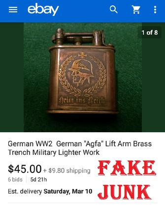 German WW2 "Agfa" Lift Arm Brass Trench Military Style Lighter