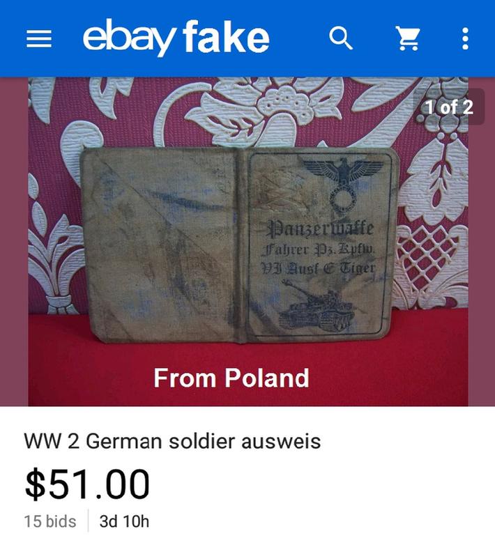 Fake Ausweis nazi ID on ebay