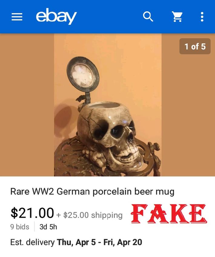 Nazi Skull Mug, Stein, Fake Nazi