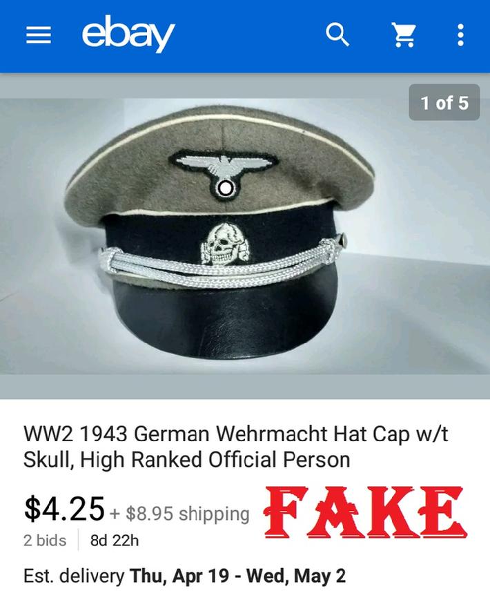 Fake WW2 Nazi SS Visor Cap, Wehrmacht fake