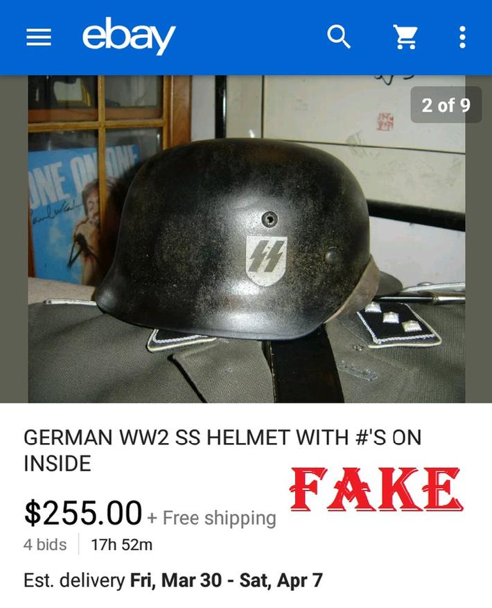 Fake Nazi SS helmets, ebay