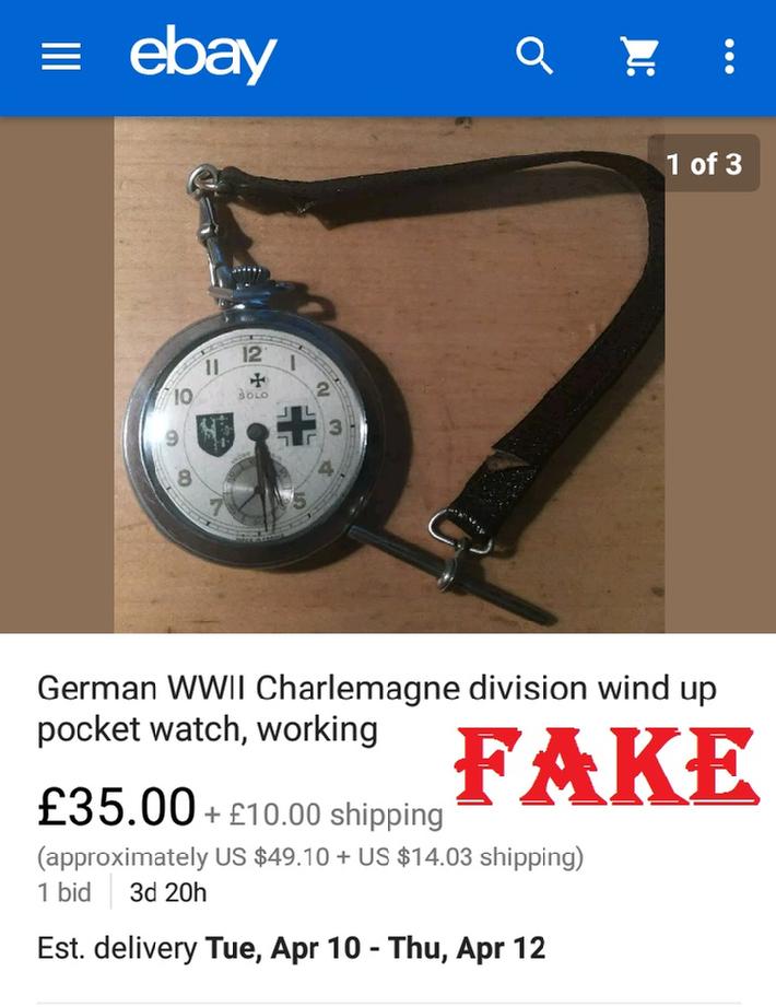 German WWll Charlamagne division  wind up pocket watch