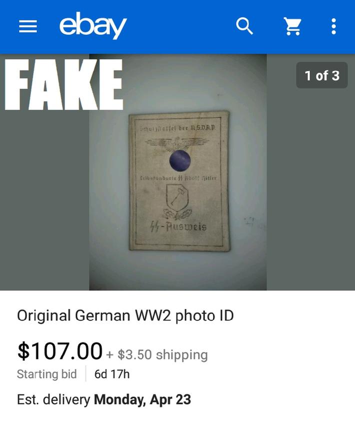 Nazi ID on ebay