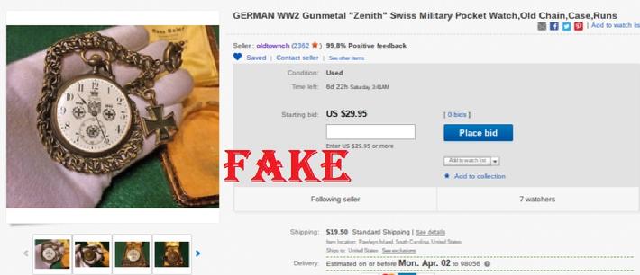 GERMAN WW2 Gunmetal "Zenith" Swiss Military Watch, old, chain, case, runs